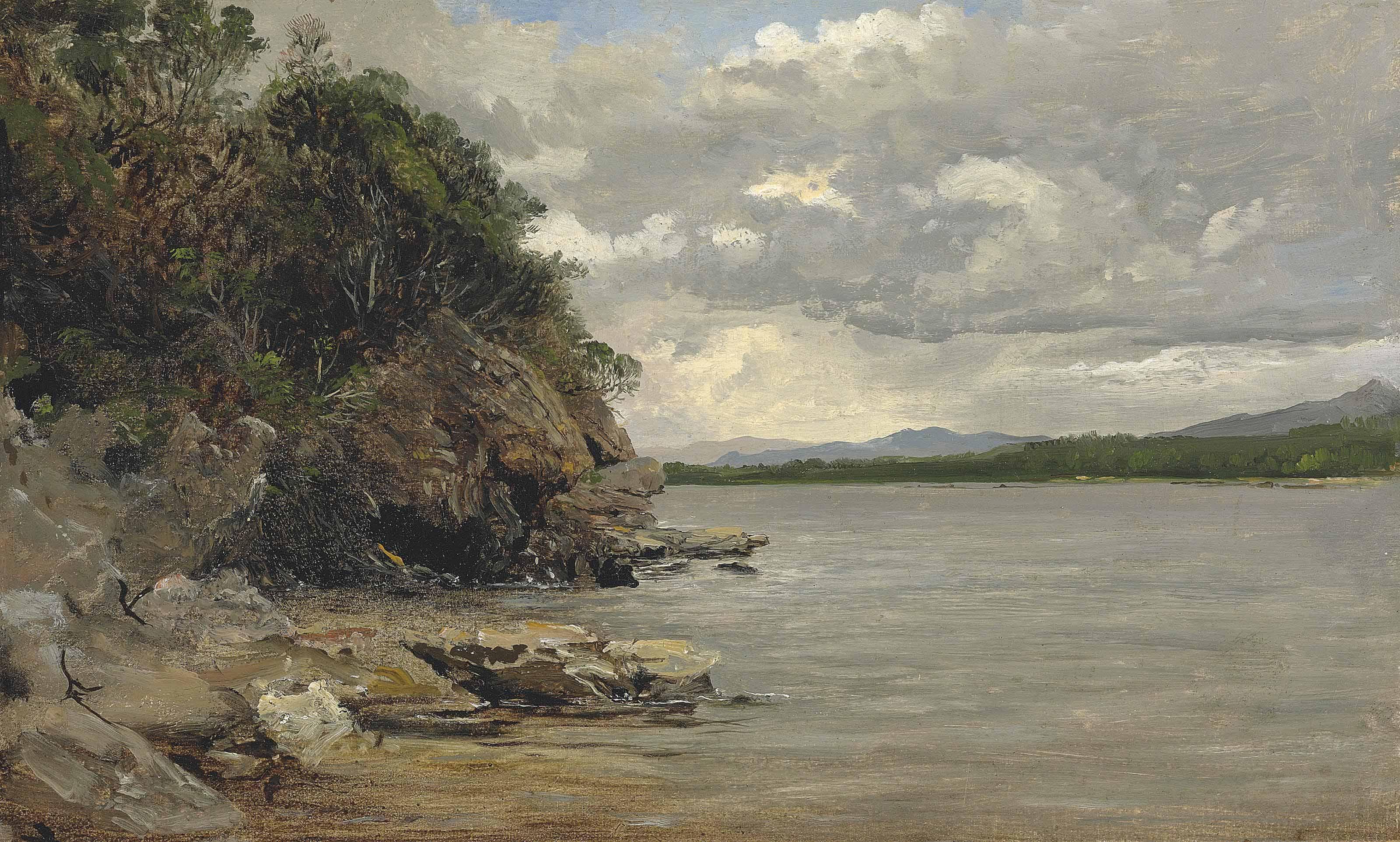 Francis Danby, A.R.A - A rocky outcrop by a lake, Norway
