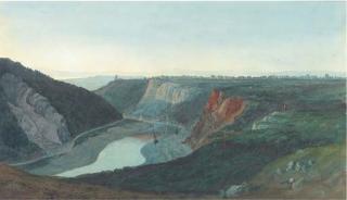 Francis Danby. A.R.A. - A View Of The River Avon From Bristol From Below The Observatory With Seawalls Below And Cooks Folly Beyond.