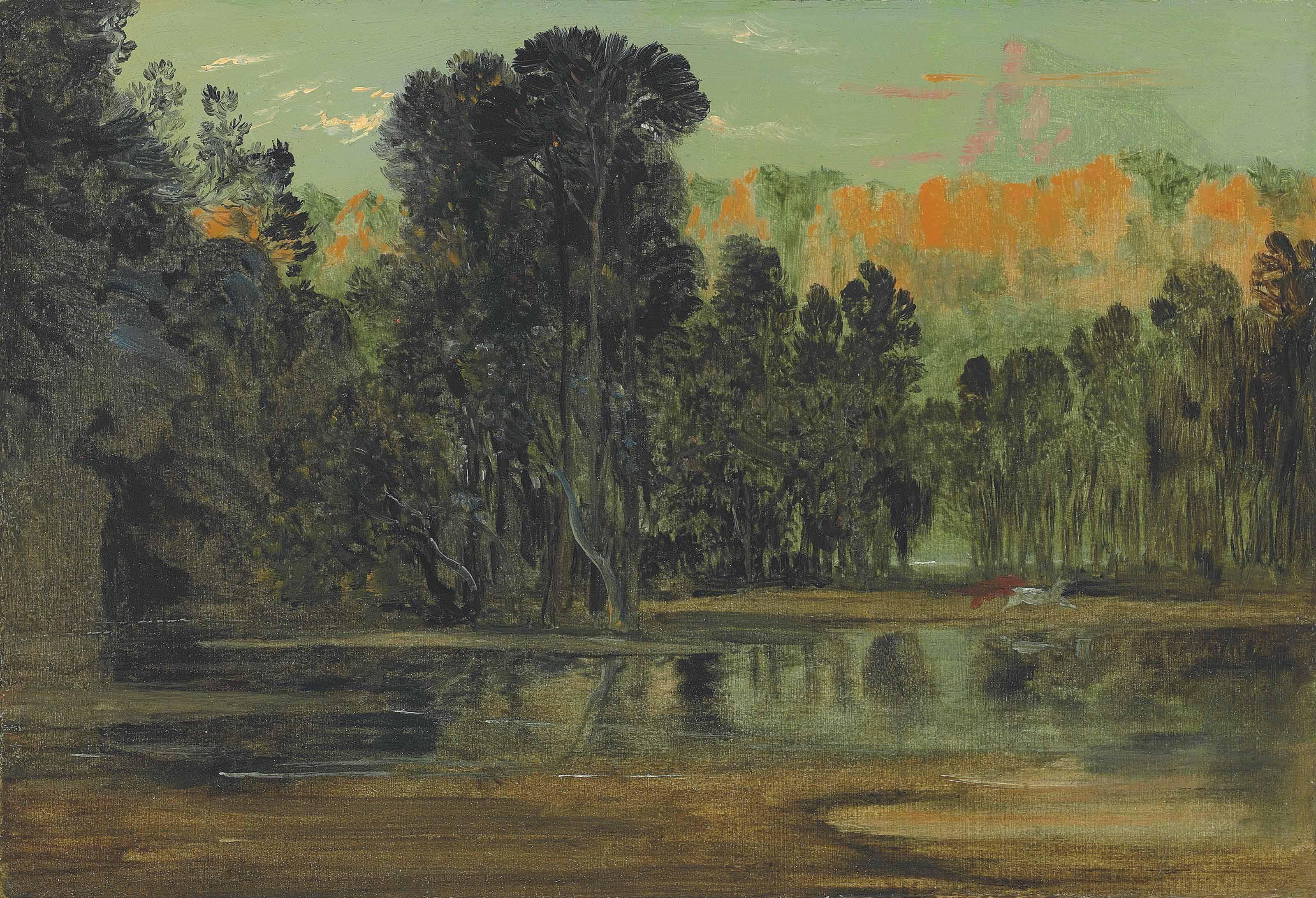 Francis Danby, A.R.A. - A wooded landscape at sunset