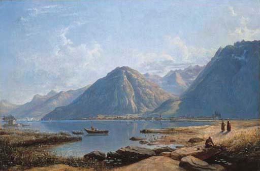 Francis Danby, A.R.A. - View of Lake Geneva with the town of Villeneuve