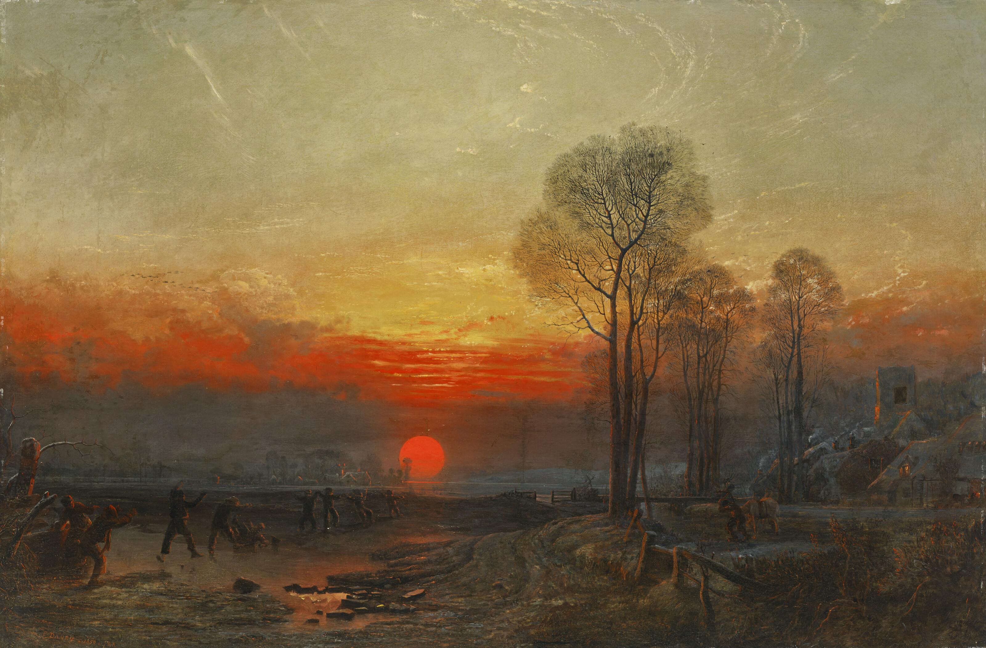 Francis Danby, A.R.A. - Winter - Sunset: A Slide