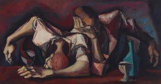 Francis De Erdely - After the Drink 15 x 28 in. framed 22 x 35 in.