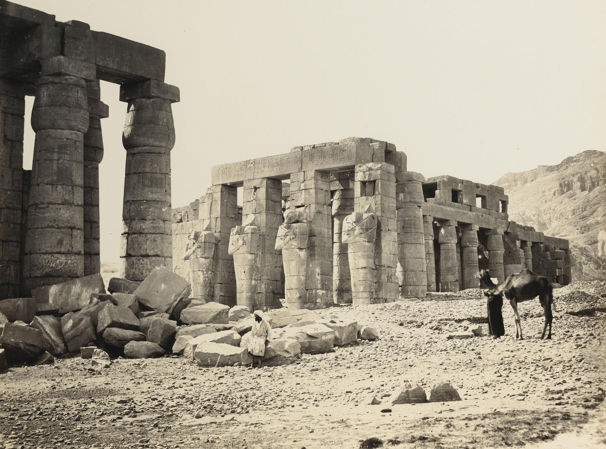 Francis Frith - The Rameseum Of El-Kurneh, Thebes Second View, 1858Albumen Print, Flush-Mounted To Original Card. Mounted And Framed.