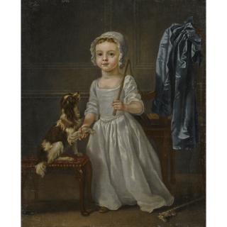 Francis Hayman R.A. - Portrait Of A Girl With A Dog