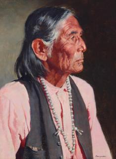 Francis Henry Beaugureau - Portrait of a Native American Man 20 x 14 1/2 in. framed 27 x 21 1/2 in.
