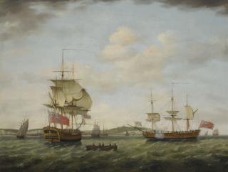 Francis Holman - A British Sixth Rate Man Of War Off Dover, In Two Positions
