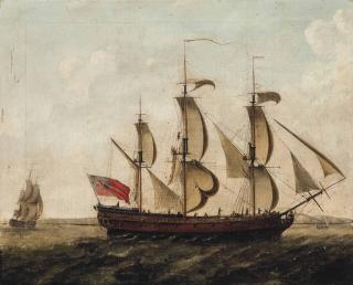 Francis Holman - An East Indiaman in two positions off the South Foreland