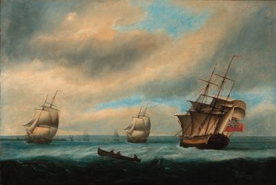 Francis Holman - Ships of the fleet off a Naval dockyard