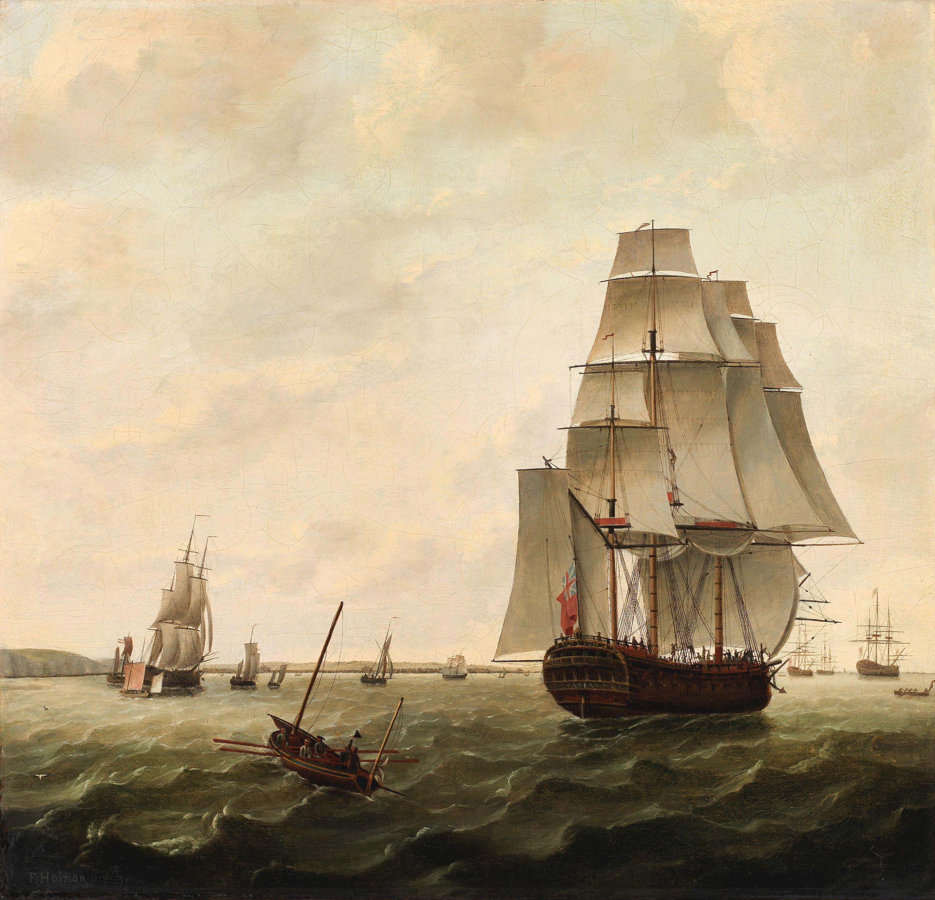 Francis Holman - The East Indiaman Asia in the Downs on her return from China, October 1793