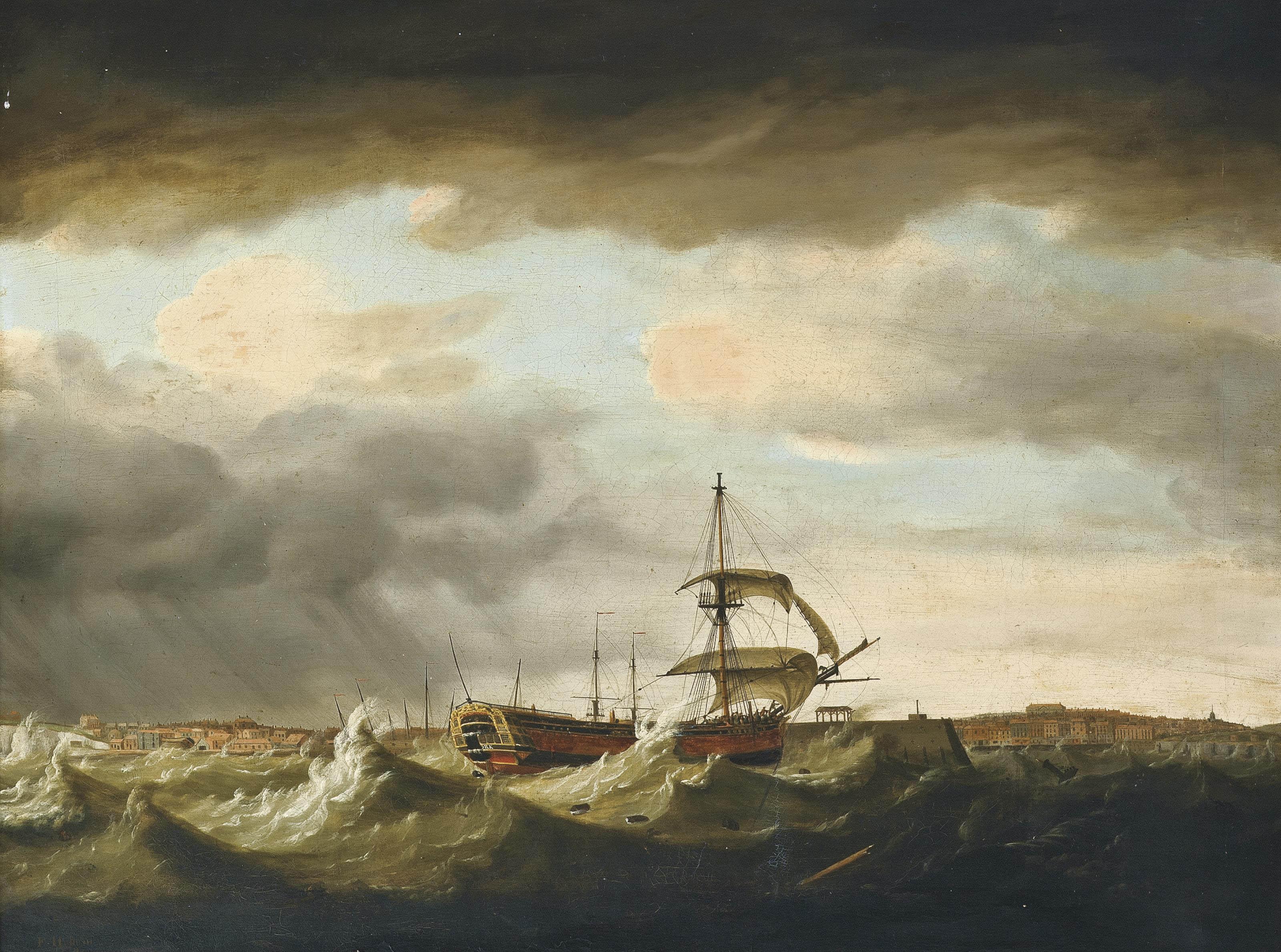 Francis Holman - The East Indiaman York in difficulties off Margate during the gale of 1st January 1779