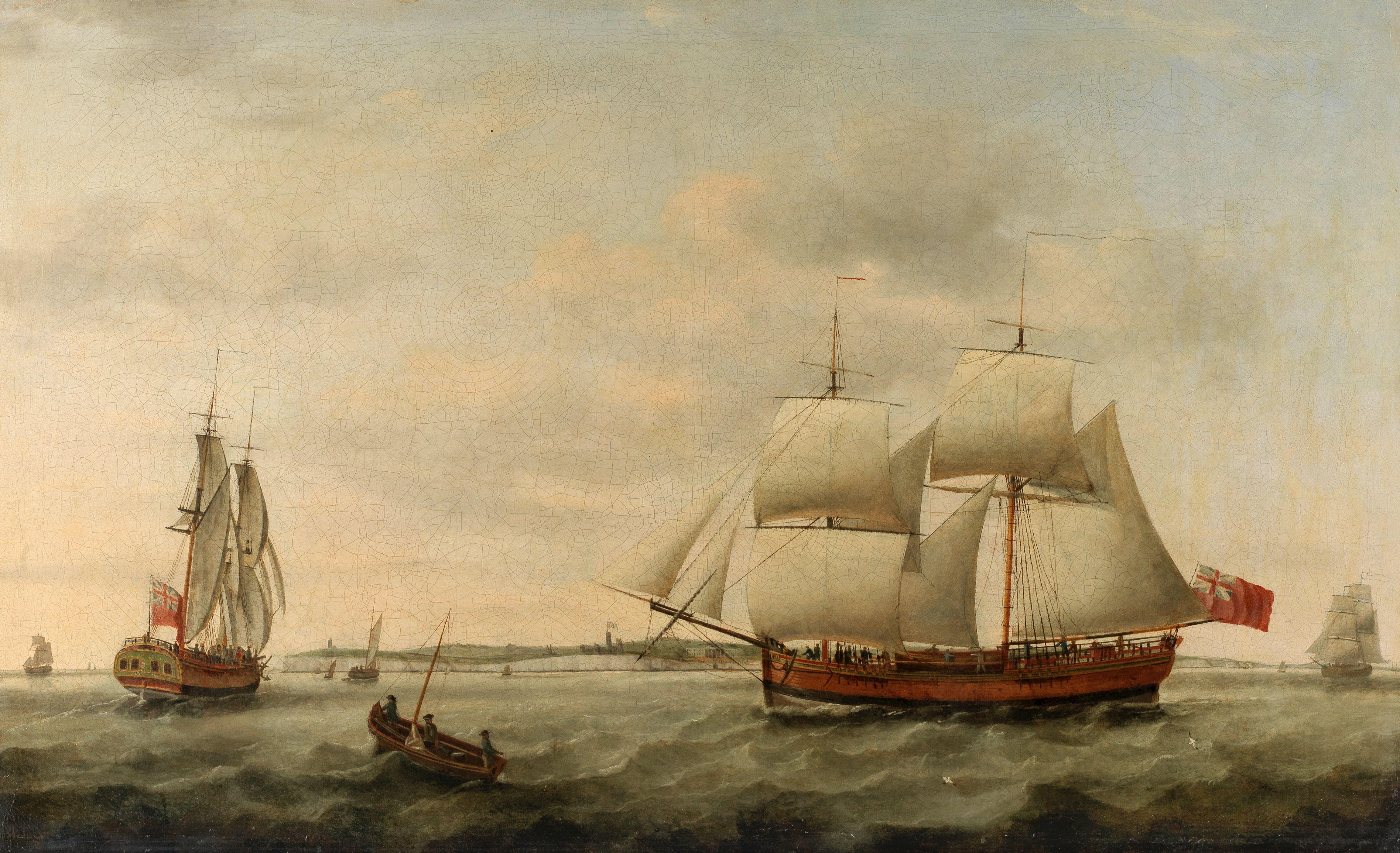 Francis Holman - The merchant brigantine Success of London in two positions off the North Foreland of Kent