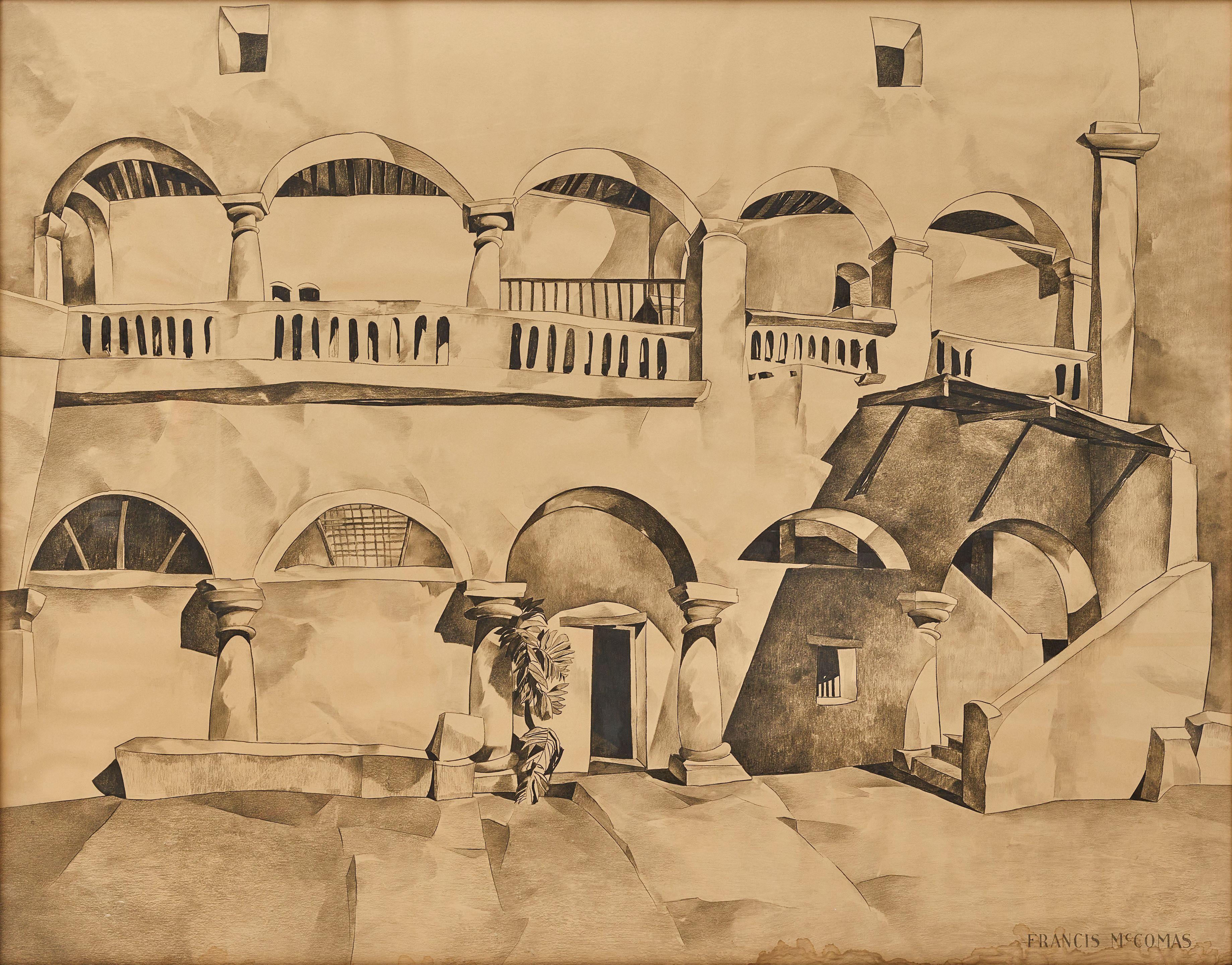 Francis John McComas - Courtyard sight 68 x 86 in. framed 78 x 95 1/2 in.