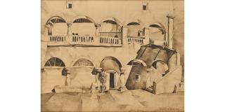 Francis John McComas - Courtyard sight 68 x 86 in. framed 78 x 95 1/2 in.