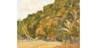 Francis John McComas - Trees and Cart sheet 20 3/4 x 26 3/4 in. framed 31 x 37 in.