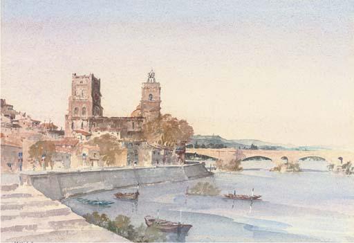 Francis Murray Russell Flint - Summer evening, Port St. Espirit, Avignon