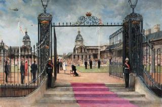 Francis Murray Russell Flint - The Knighthood of Sir Francis Chichester at the Royal Navy