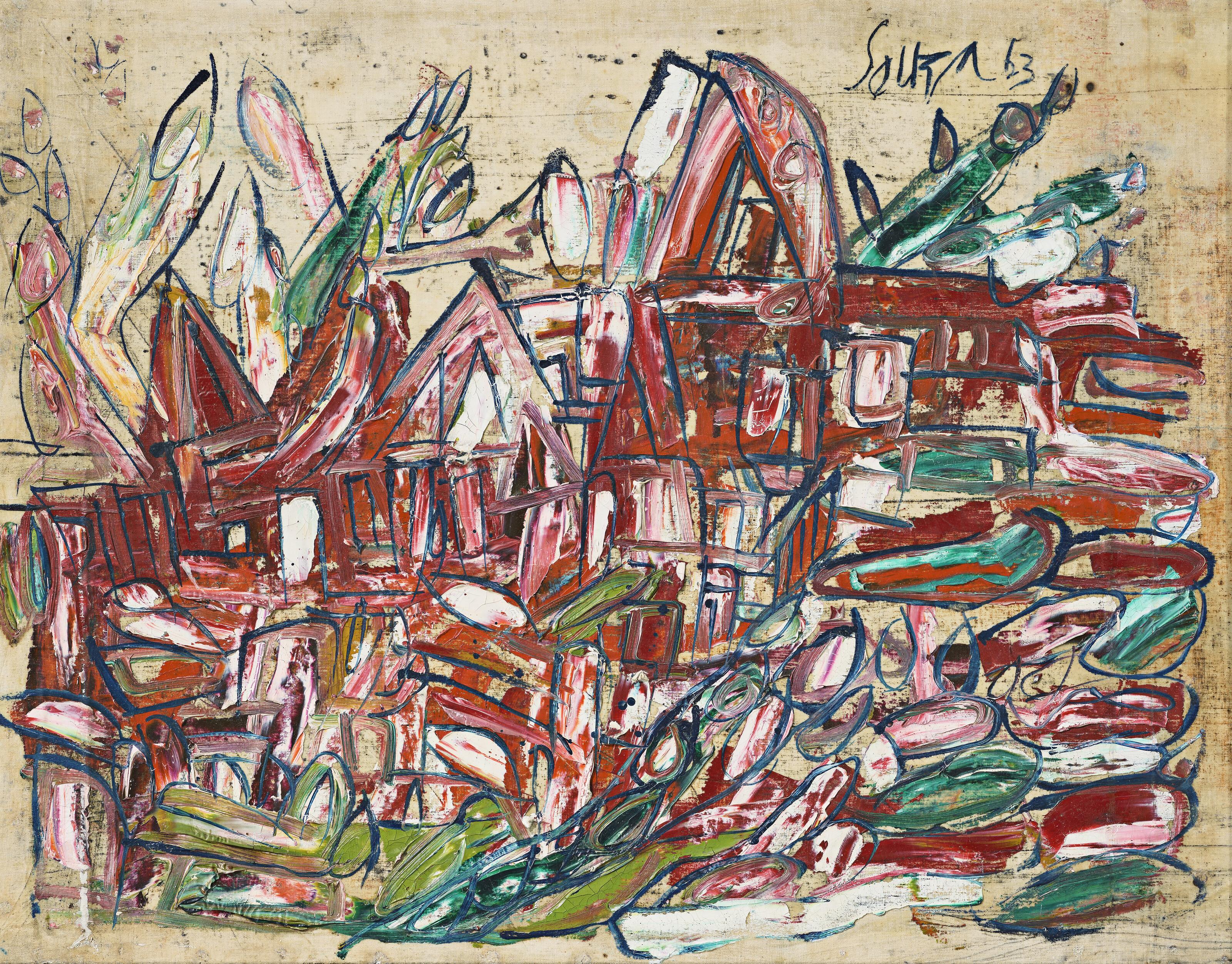 Francis Newton Souza - Landscape in Red