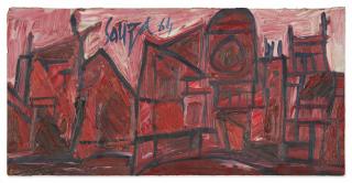 Francis Newton Souza - Red Buildings In London