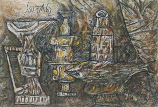 Francis Newton Souza - Still Life With Fish