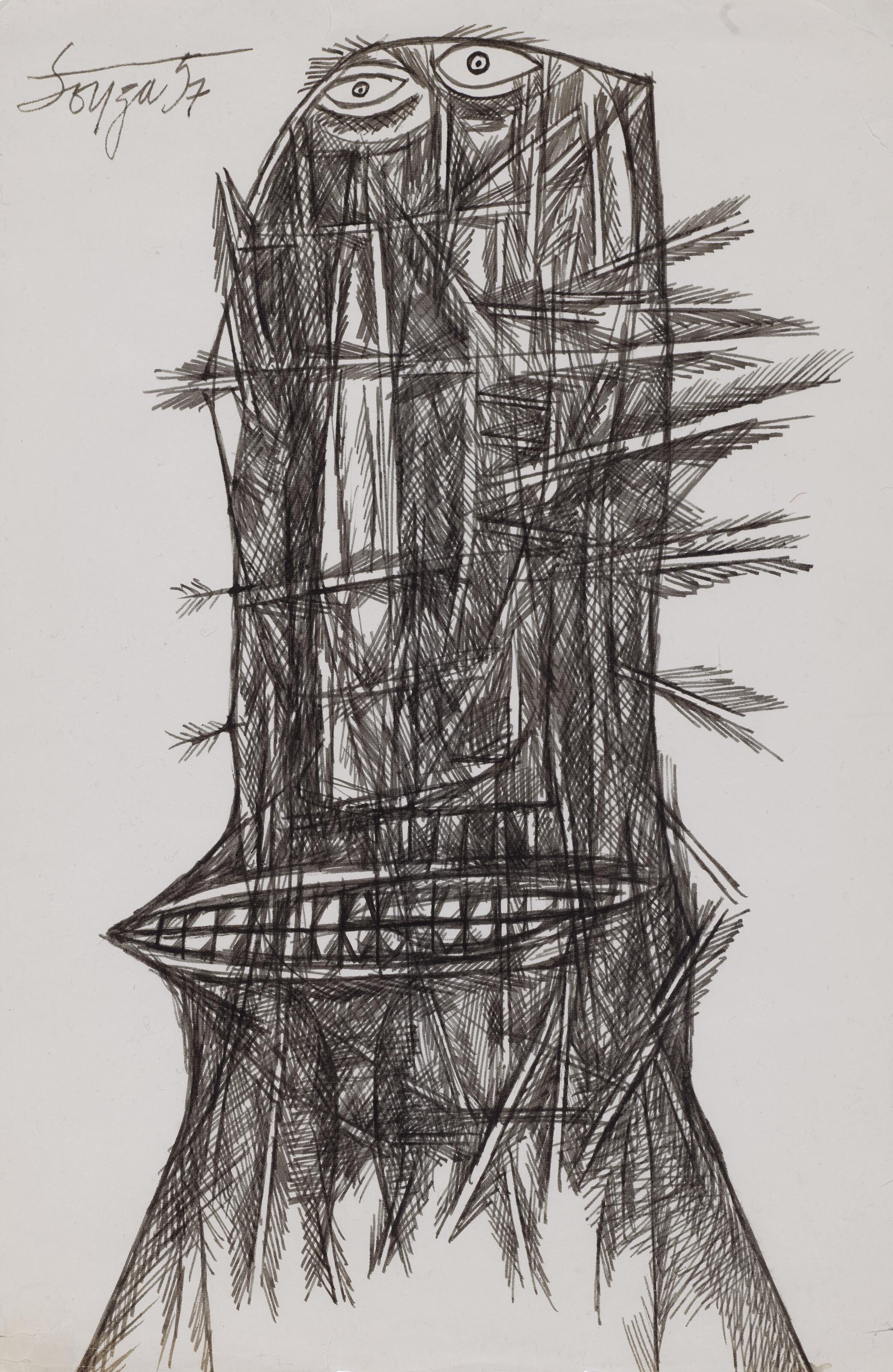 Francis Newton Souza - Untitled (Head with Arrows)