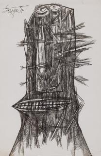 Francis Newton Souza - Untitled (Head with Arrows)