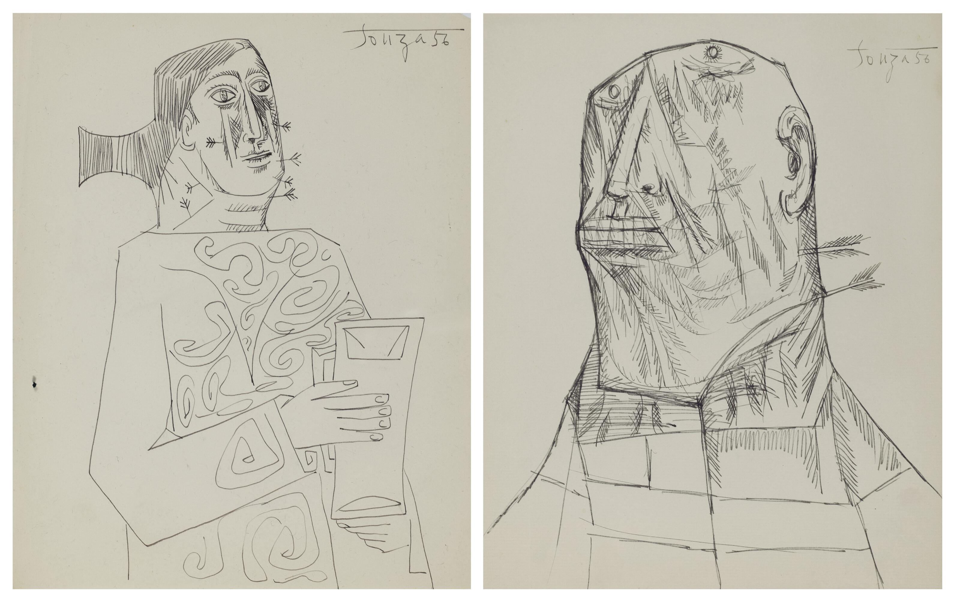 Francis Newton Souza - Untitled (Lady with Pitcher); Untitled (St. Sebastian)