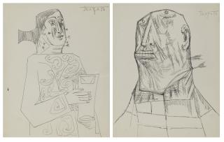 Francis Newton Souza - Untitled (Lady with Pitcher); Untitled (St. Sebastian)