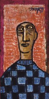 Francis Newton Souza - Untitled (Man in Checked Shirt)