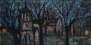 Francis Newton Souza - Untitled (Night Landscape With Flowering Trees)