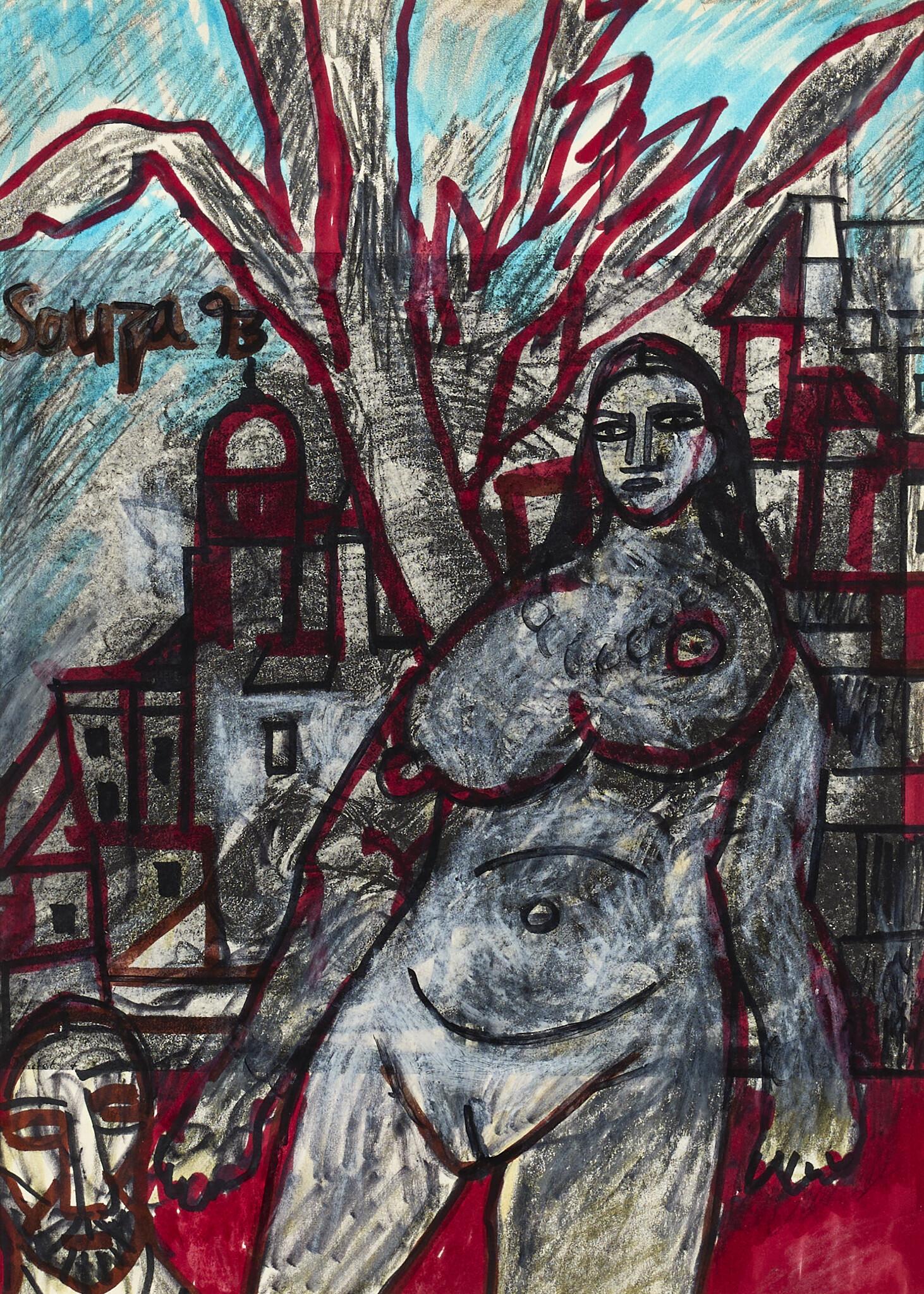 Francis Newton Souza - Untitled (Nude in Landscape)