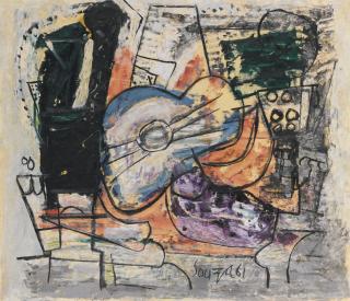 Francis Newton Souza - Untitled (Still Life With Guitar)