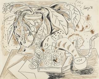 Francis Newton Souza - Untitled (Still Life With Telephone)