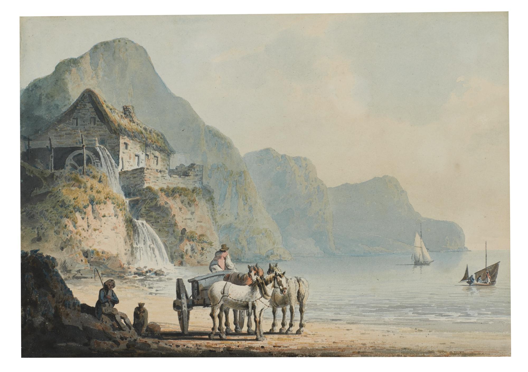 Francis Nicholson, O.W.S. - Figures On The Beach At Scarborough, Yorkshire