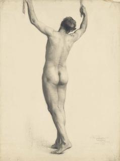 Francis Owen Salisbury - A Male Nude With Arms Raised, Seen From Behind; And Six Further Studies Of Male Nudes Executed At The Royal Academy Schools
