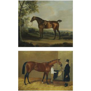 Francis Sartorius - A Chestnut Hunter In A Landscape With Ruins Beyond