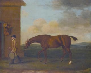 Francis Sartorius - A Chestnut Racehorse Led By A Groom