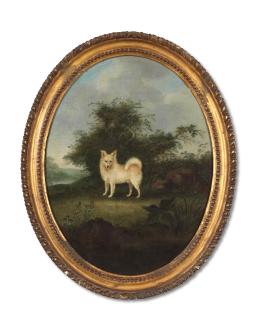 Francis Sartorius - A white dog before a landscape