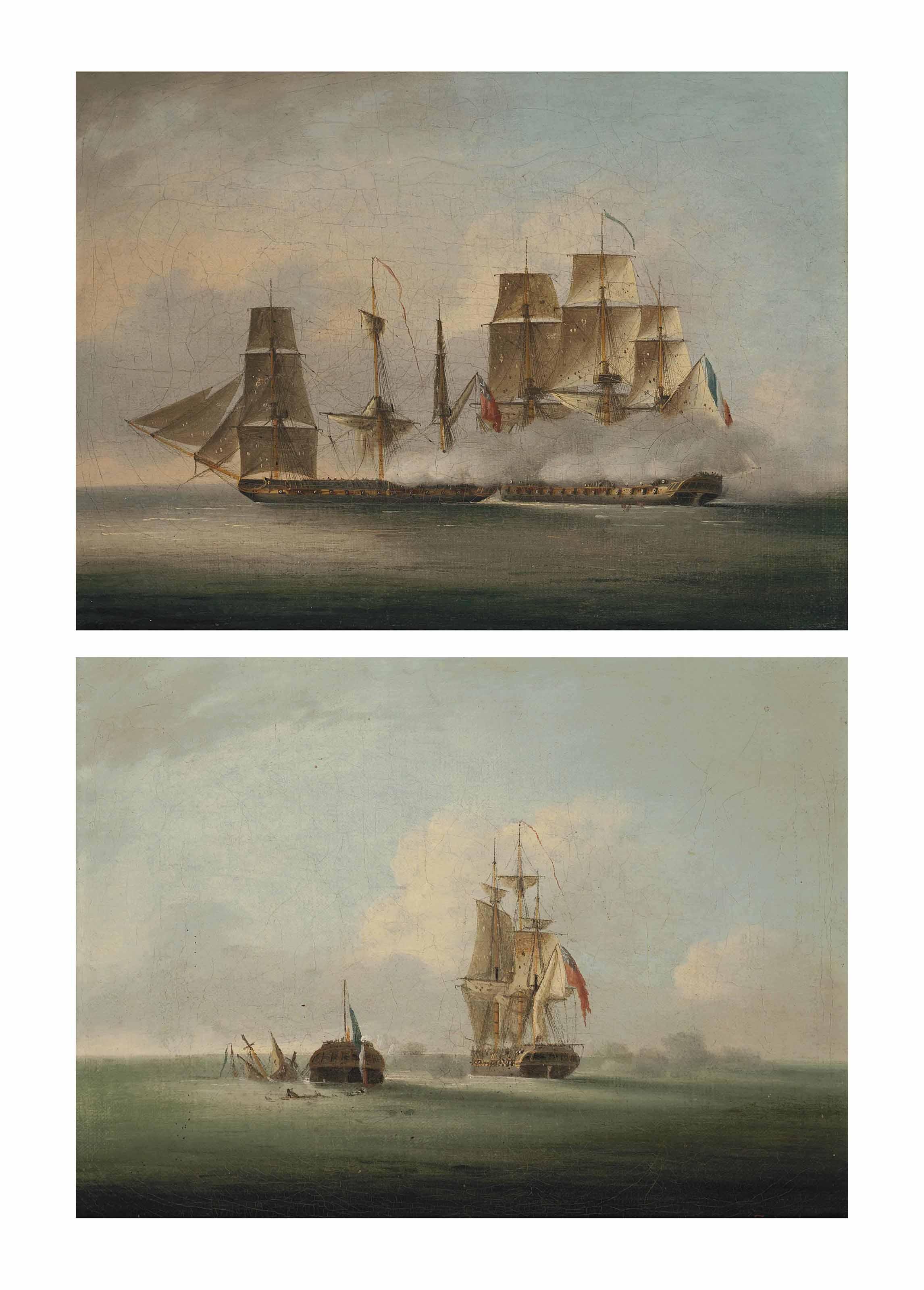 Francis Sartorius - H.M. frigate Phoenix, 36 guns, attacking the French frigate La Didon, 44 guns, 10 August 1805; and The capture of La Didon by H.M. frigate Phoenix