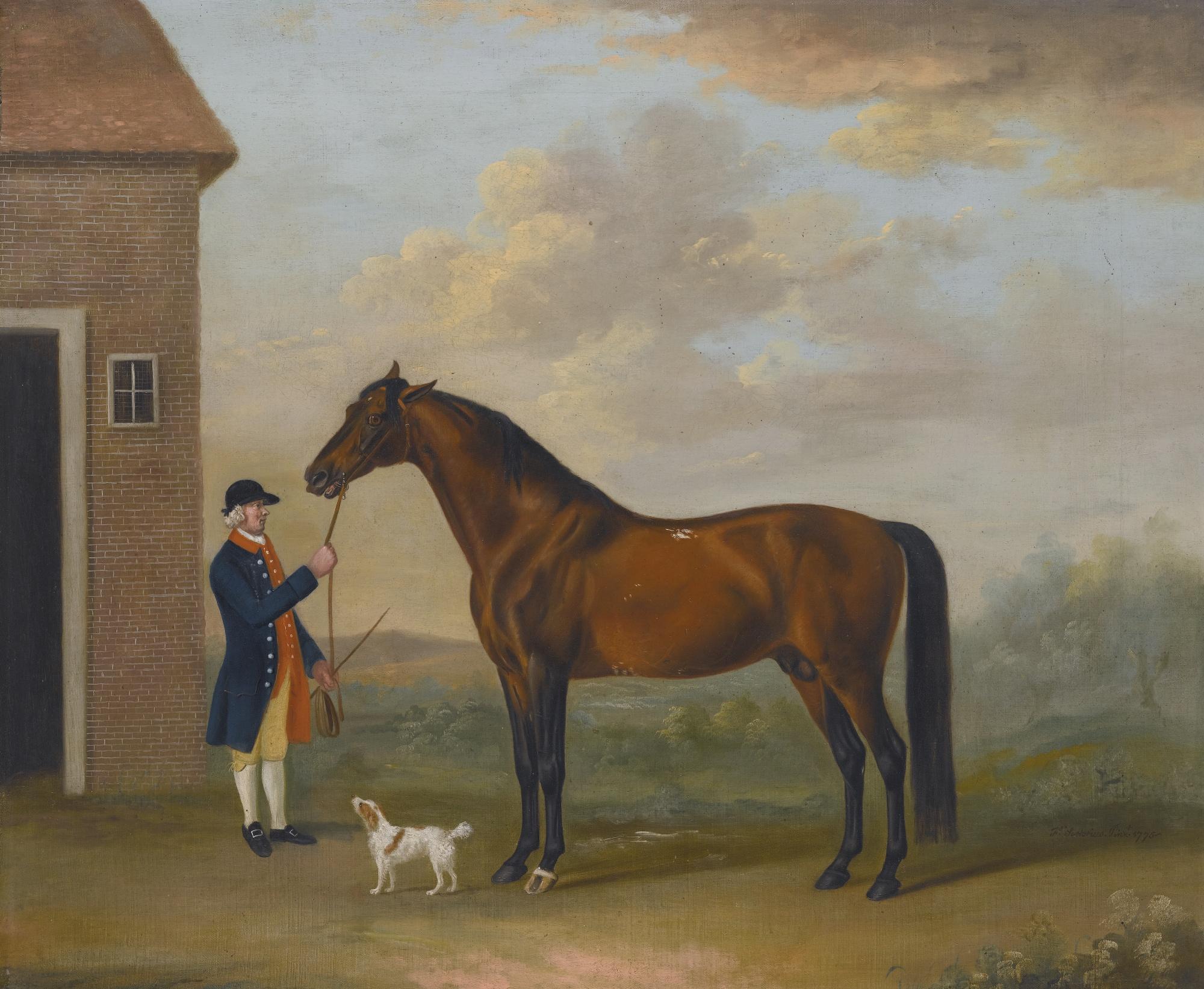 Francis Sartorius - Henry Compton\'S Chestnut Hunter With Its Groom Outside A Stable