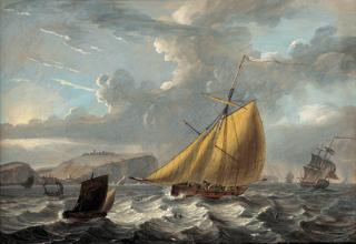 Francis Swaine - A Cutter And A Frigate In The Channel Off Dover