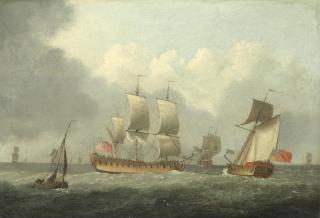 Francis Swaine - A frigate and a royal yacht with other shipping