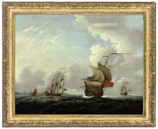 Francis Swaine - A Squadron of the Red offshore in a stiff breeze
