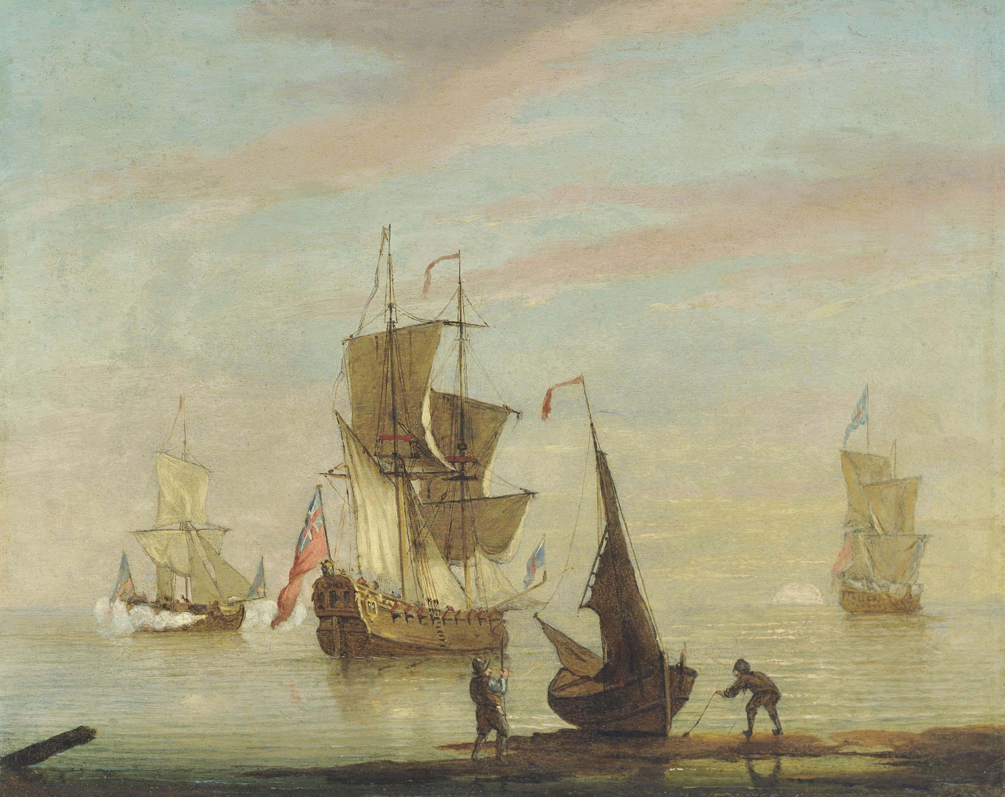 Francis Swaine - An Admiralty Yacht Getting Underway From Her Anchorage