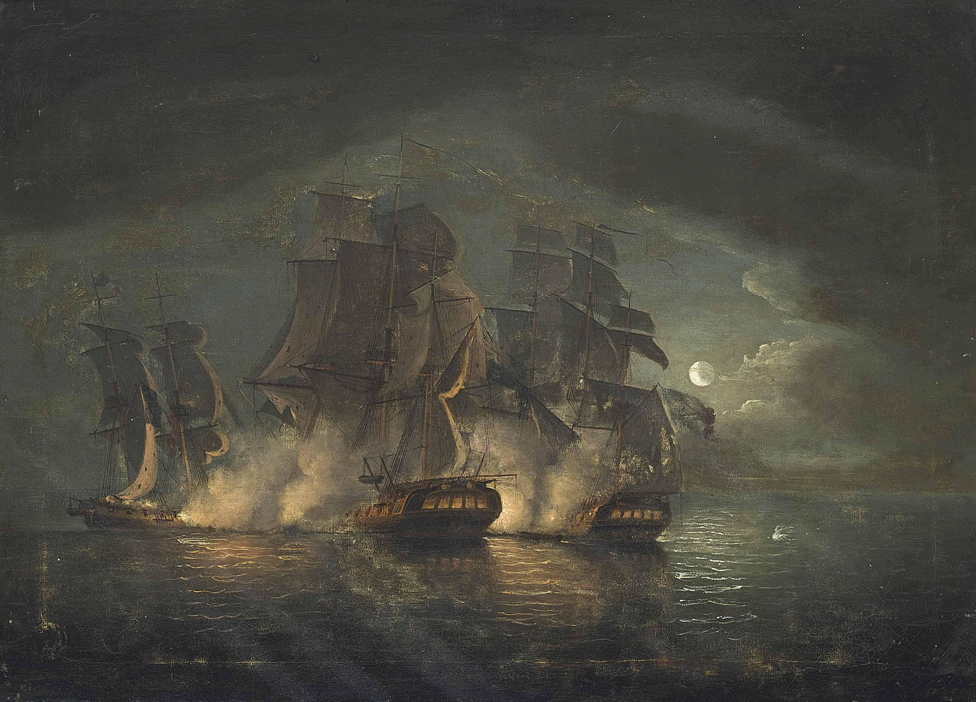Francis Swaine - An Anglo-French Engagement By Moonlight