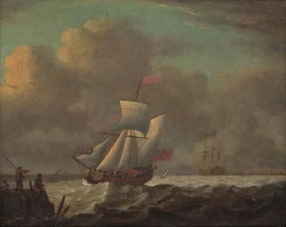 Francis Swaine - An English frigate coming into harbour