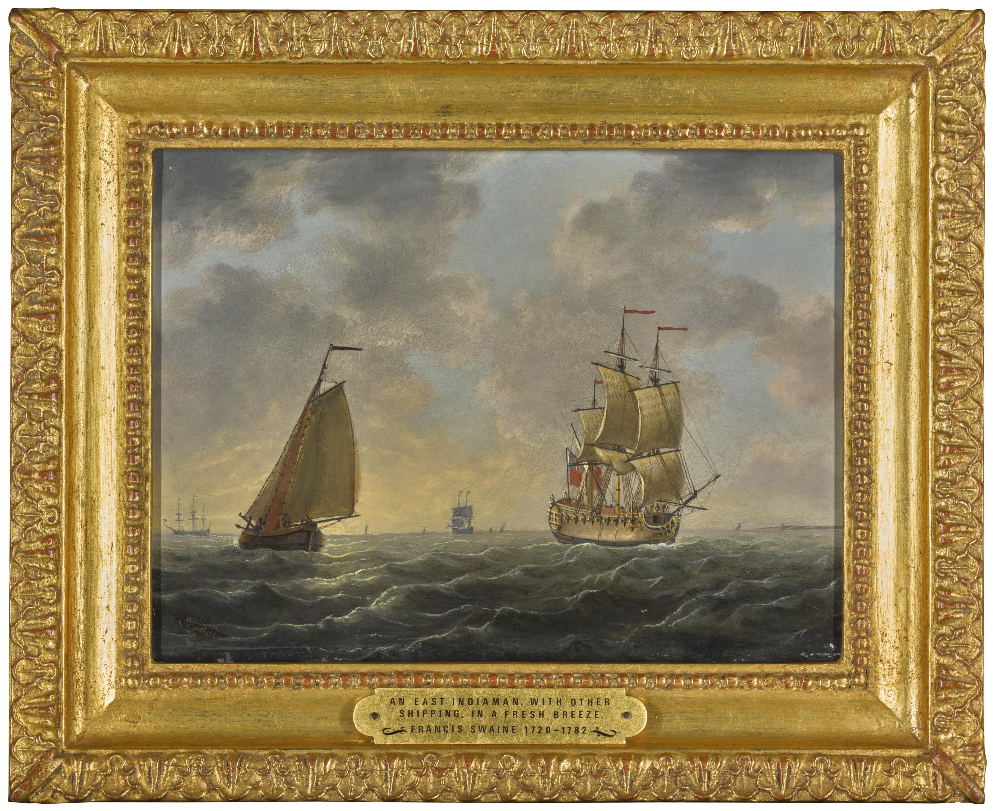 Francis Swaine - An English Man-O\'-War And Other Shipping In A Fresh Breeze 