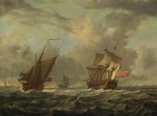 Francis Swaine - An English man-of-war and other shipping in choppy waters