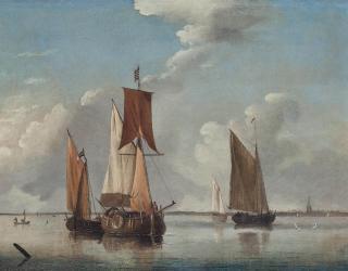 Francis Swaine - Dutch hoys and other coastal craft in a calm off the low countries