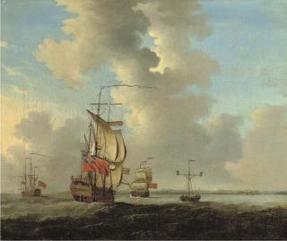 Francis Swaine - Men-O\'-War, One of Them Lying At Anchor, Off Sheerness Near The Nore Lightship