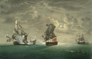 Francis Swaine - The Capture of the Foudroyant by HMS Monmouth, 28 February 1758